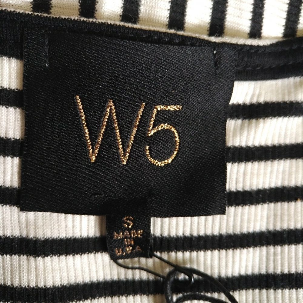 W5🖐️ by Anthropologie Striped Cold❄️ Shoulder Top - Picture 4 of 6